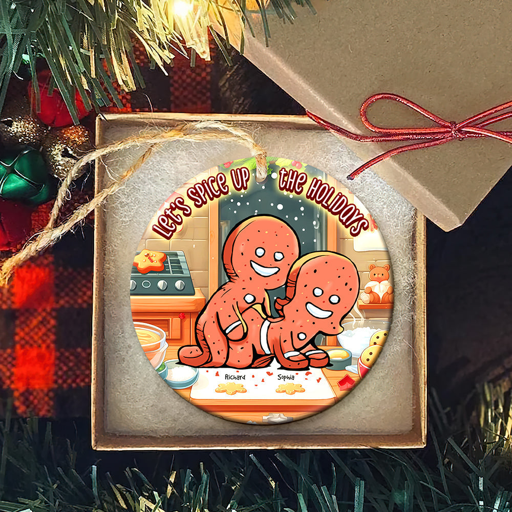 Playful Gingerbread Couple Personalized Ornament - Unique Holiday Decor - Valentine's Day Gifts Ornament PopCulturePrints