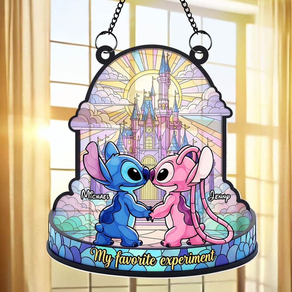Love Blooms with Our Cute Blue Monster Couple Suncatcher - Personalized Gift for Couples Ornament PopCulturePrints