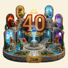 Load image into Gallery viewer, Customizable 'Legendary Adventure' 40th Anniversary Acrylic Plaque - A Meaningful Gift for Zelda Fans Shaped Plaques PopCulturePrints
