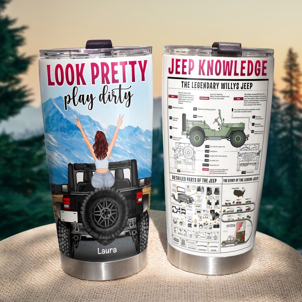 Personalized Jeep Adventure Tumbler - Look Pretty Play Dirty