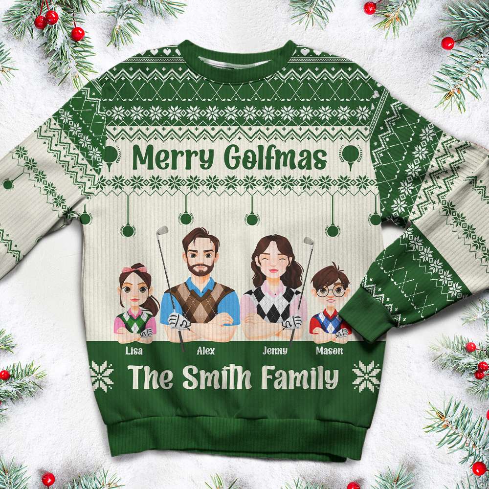 Custom Golf Family Christmas Sweatshirt - Personalized Gift