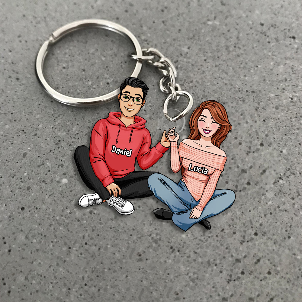 Personalized Sitting Couple Keychain - Stylish Gift for Couples Keychains PopCulturePrints