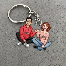 Load image into Gallery viewer, Personalized Sitting Couple Keychain - Stylish Gift for Couples Keychains PopCulturePrints
