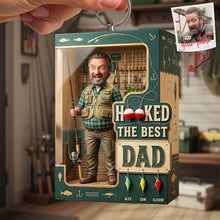 Load image into Gallery viewer, "Hooked The Best Dad!" - Personalized Keychain for Fishing Lovers - Perfect Gift for Dad, Grandpa, and Father’s Day Keychains PopCulturePrints
