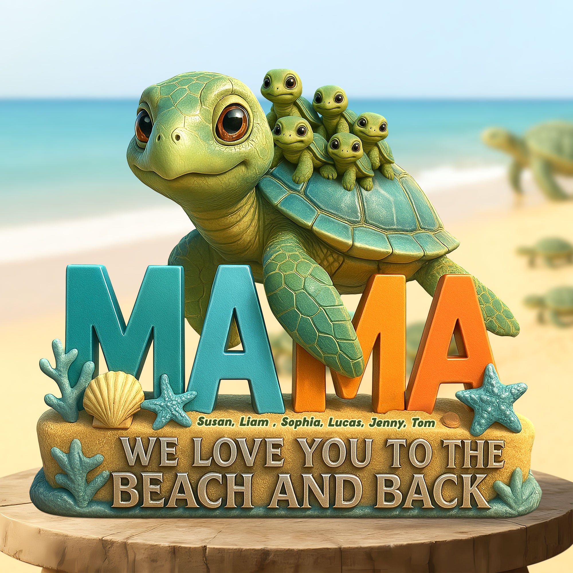 "We Love You to the Beach and Back!" - Personalized Gifts for Mom - Custom Acrylic Plaque for Moms and Grandmas Shaped Plaques PopCulturePrints