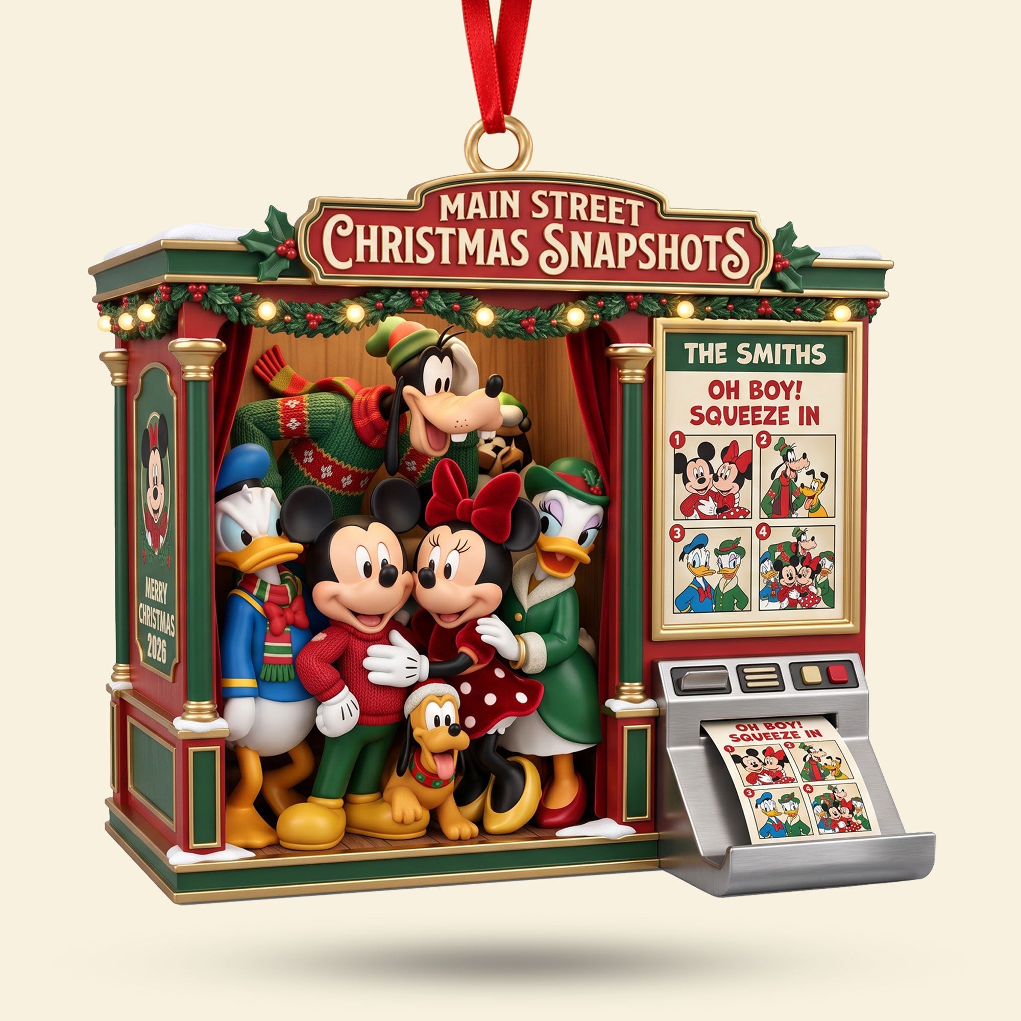 "Capture the Magic of Christmas!" - Festive Crew Photo Booth Acrylic Ornament - Personalized Gift for Family and Friends
