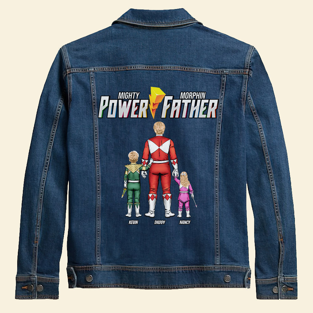 “Every Super Dad Deserves a Mighty Gift” - Power Father Denim Jacket - Personalized Gift for Dad Denim Jacket PopCulturePrints