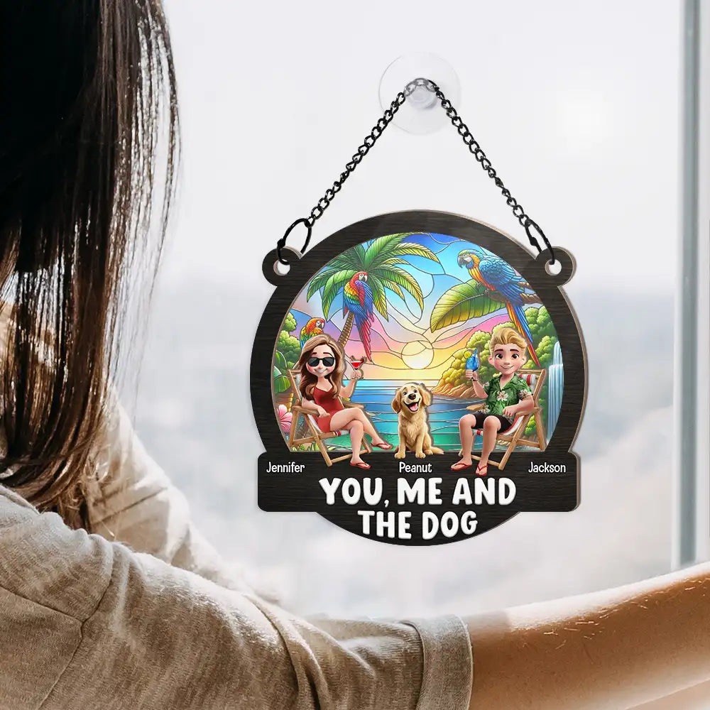 You, Me And The Dogs - Personalized Suncatcher Ornament for Dog Lovers Suncatcher Ornament PopCulturePrints