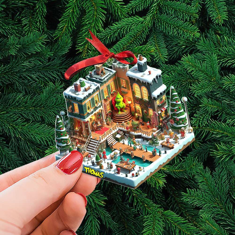 Custom Grinch Christmas Village Ornament