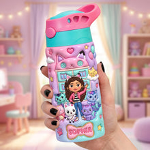 Load image into Gallery viewer, "Cuddly Kitties for Happy Sips" - Cute Kitty Kids 12oz Colorful Tumbler - Personalized Gifts For Kids
