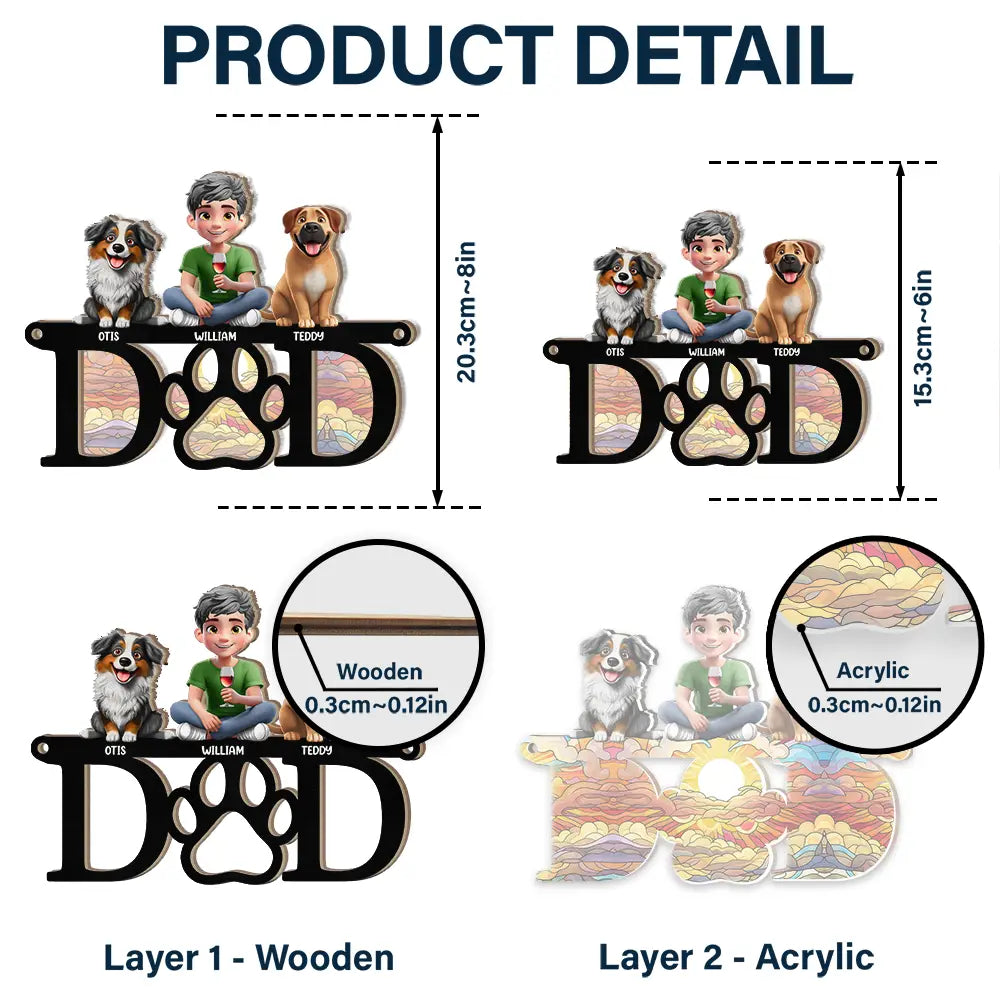 "Celebrate the Bond with Your Furry Friends - Personalized 3D Dog Mom Dad Window Hanging Suncatcher Ornament" Suncatcher Ornament PopCulturePrints