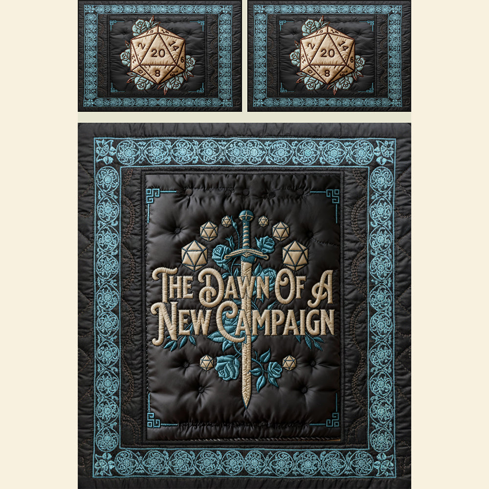 "The Dawn of a New Campaign", Unique Personalized Quilt Bed Set for Newlywed Gamers Bedding Set PopCulturePrints