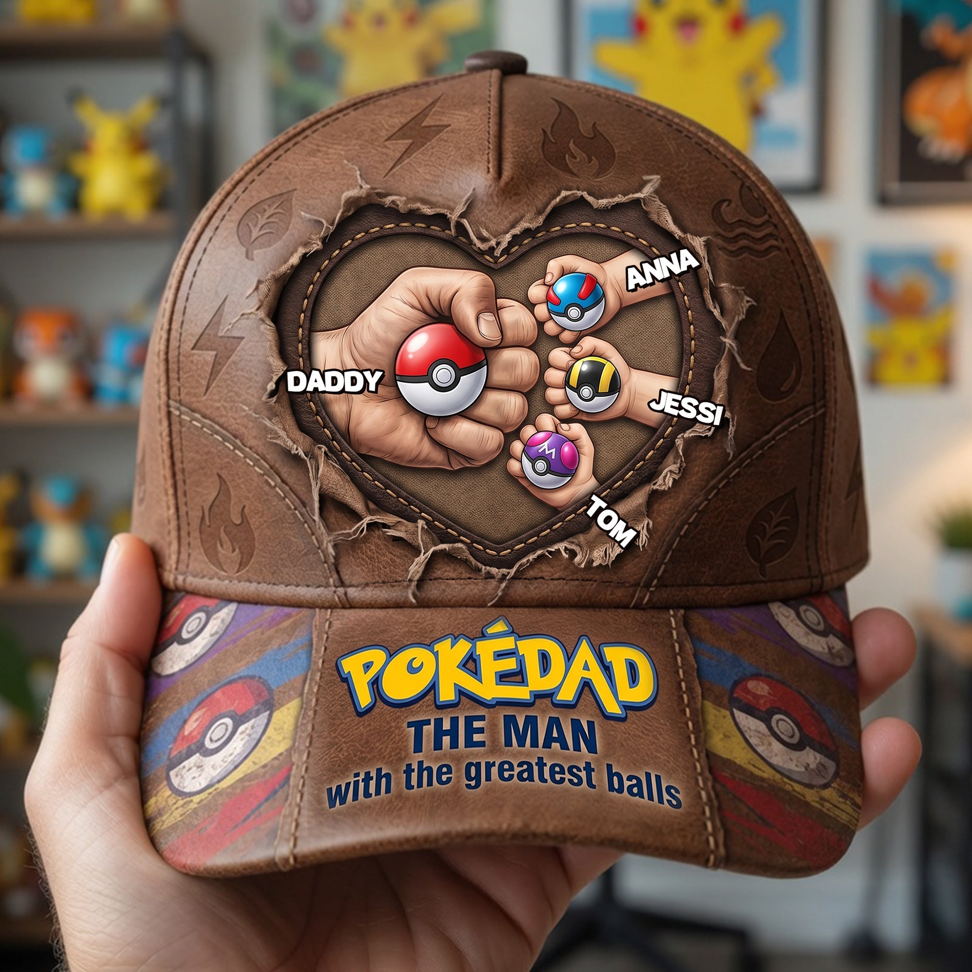 “Pokédad: The Man with the Greatest Balls” - Personalized Classic Cap for Dad, Grandpa & More Caps PopCulturePrints