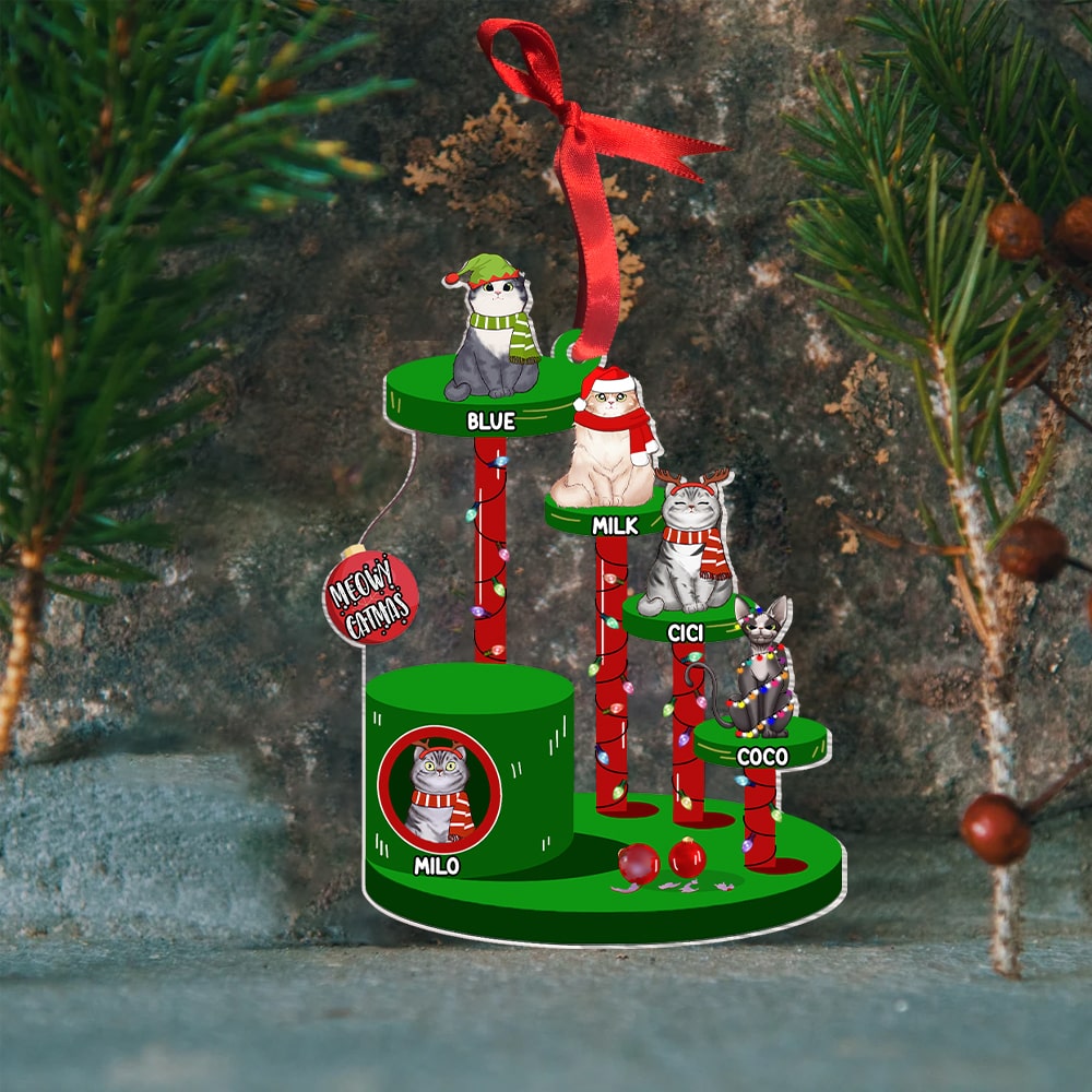 Personalized Cat Lover Christmas Ornament - Meowy Catmas Edition Ornament PopCulturePrints