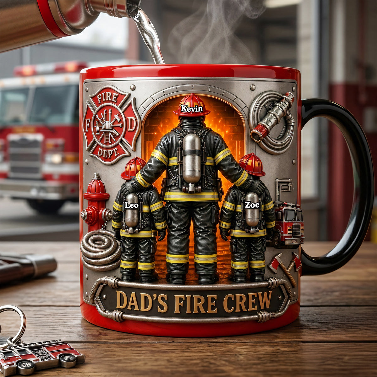 Best Dad Ever - Firefighter Dad Magic Mug - Personalized Gift for Dads, Grandpas & More Coffee Mug PopCulturePrints