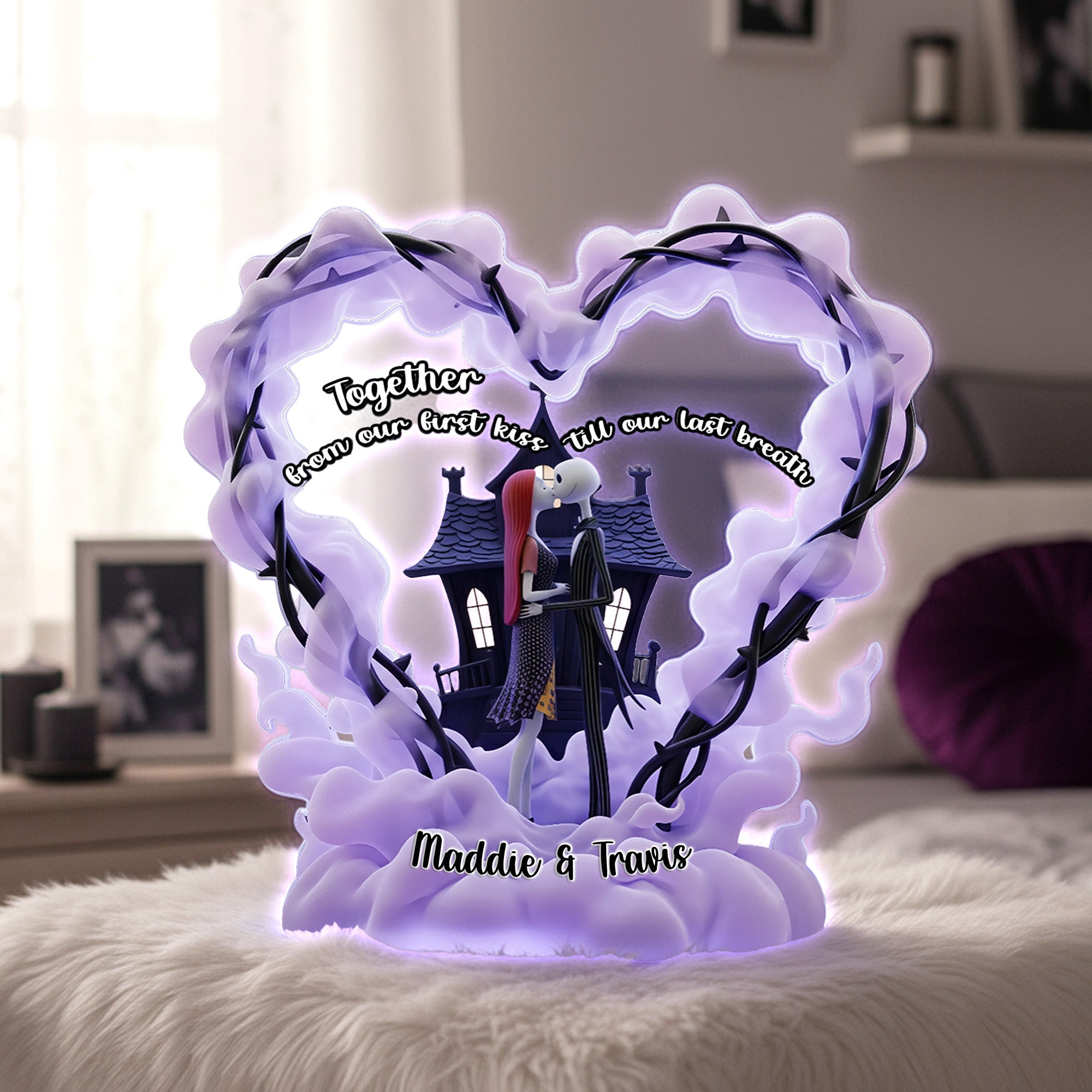 Together: From Our First Kiss Till Our Last Breath - Personalized Acrylic Light Box for Couples Light Box PopCulturePrints