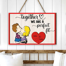 Load image into Gallery viewer, Personalized Kissing Couple Wood Sign - Unique Valentine&#39;s Day Gifts for Couples Wood Sign PopCulturePrints
