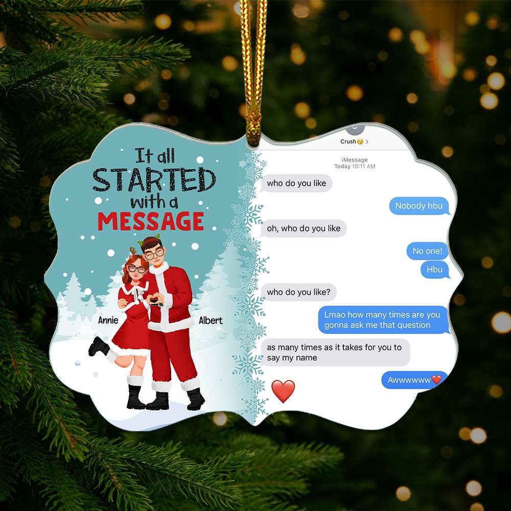 Personalized Couple Christmas Ornament - Love Message Gift & Valentine's Day Gifts Ornament PopCulturePrints