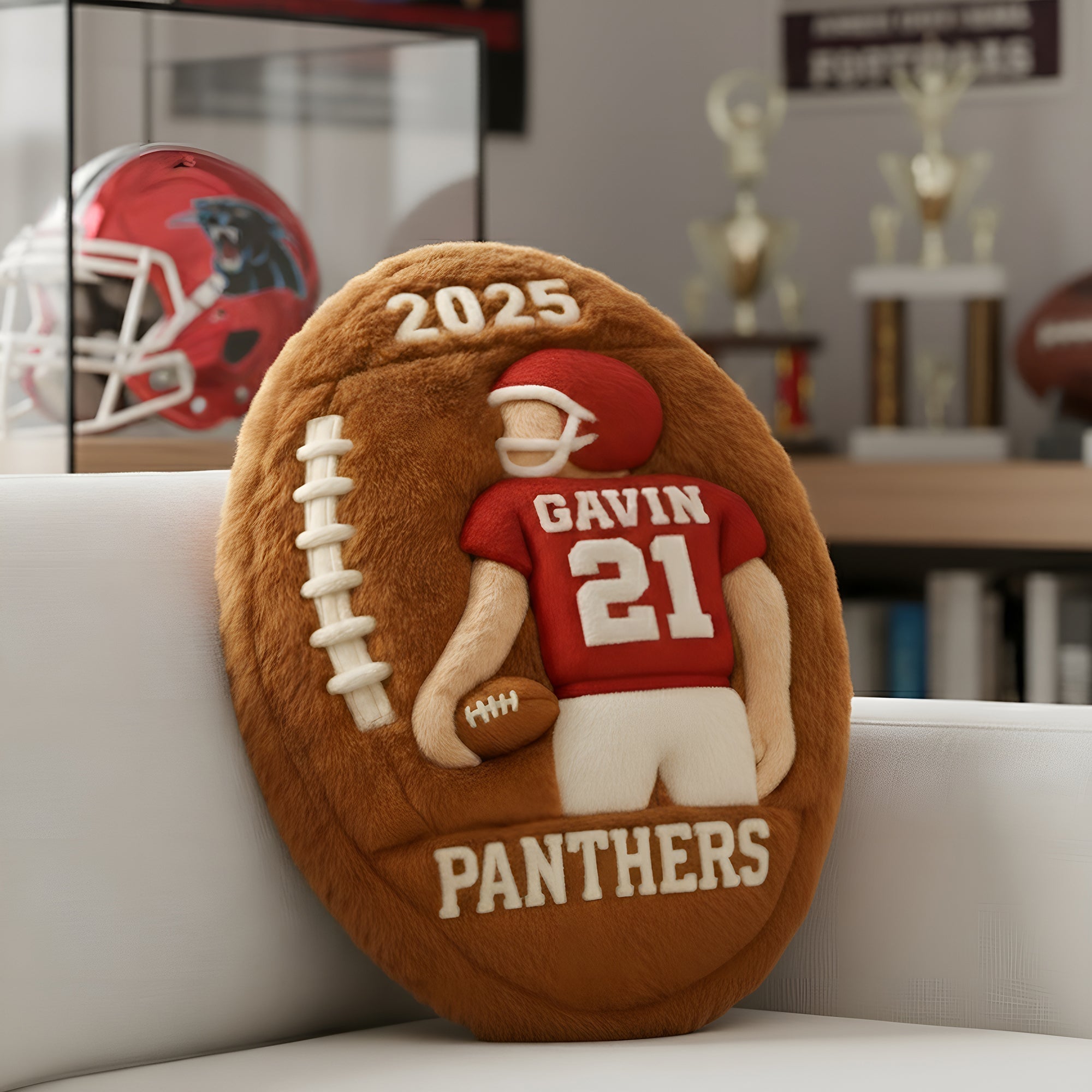 Game Day Energy - Personalized Football Shaped Pillow for Kids Pillow PopCulturePrints