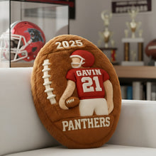 Load image into Gallery viewer, Game Day Energy - Personalized Football Shaped Pillow for Kids Pillow PopCulturePrints
