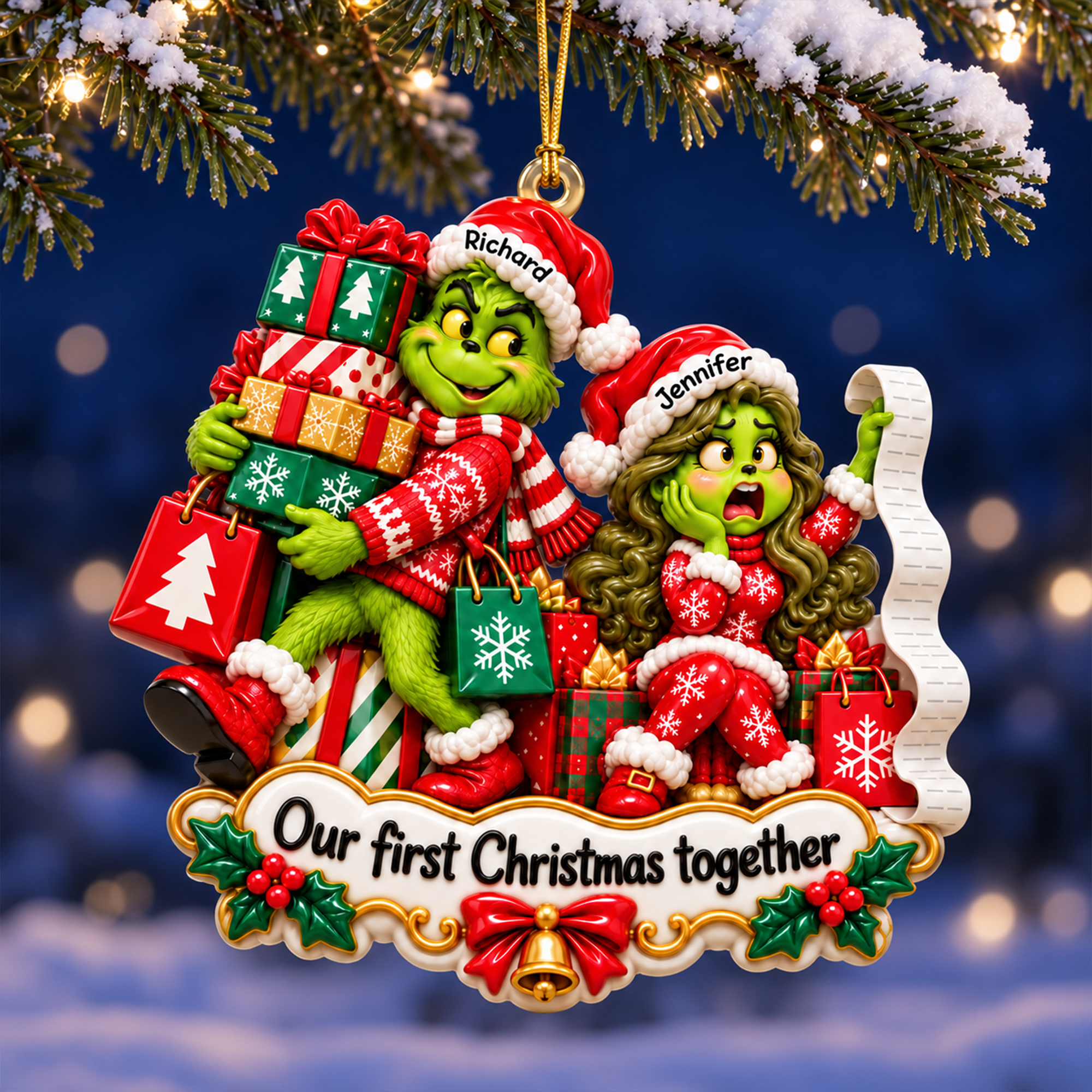 Our First Christmas Together Ornament - Personalized Gift for Couples