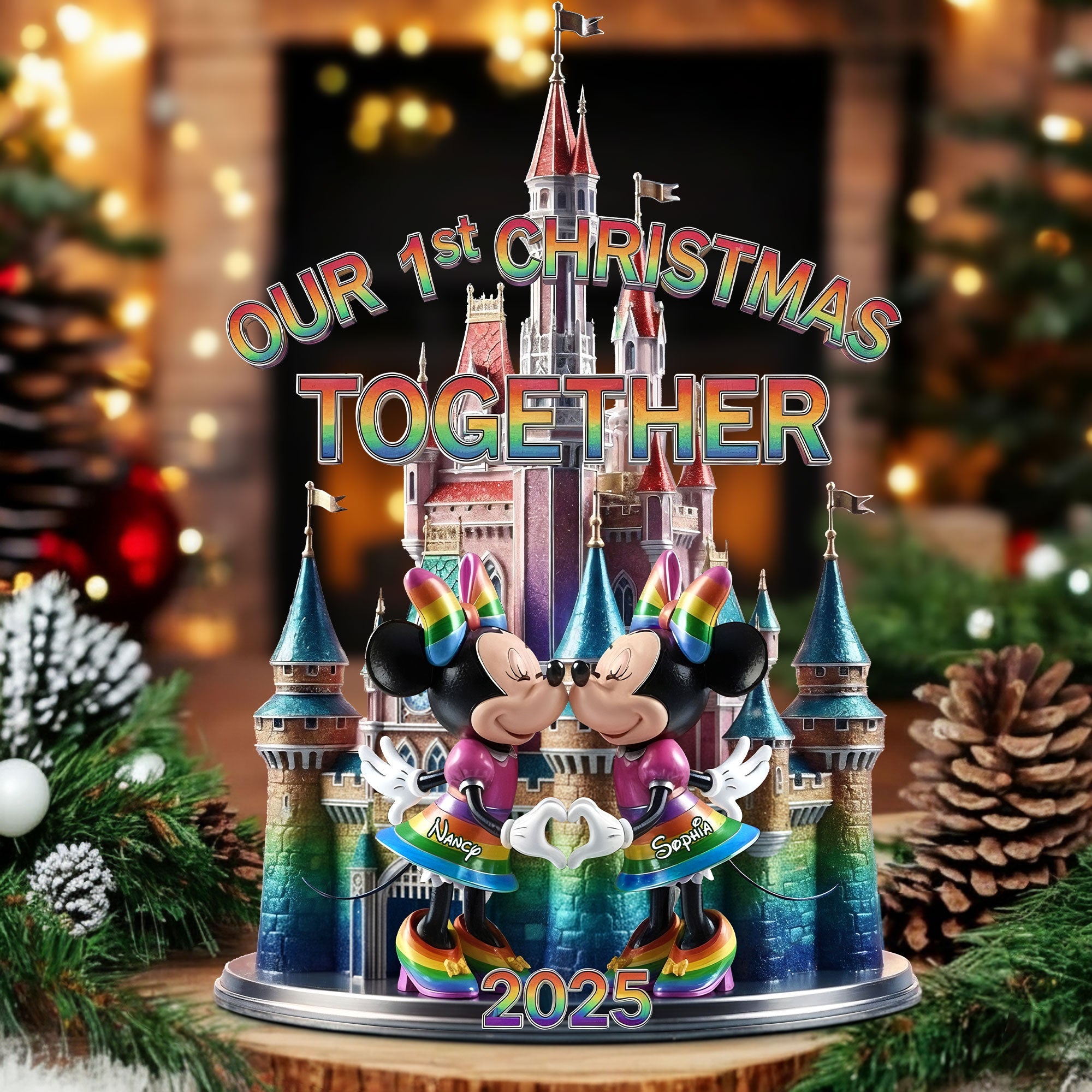 Celebrate Love: Our 1st Christmas Together - Personalized Acrylic Plaque for LGBT Couples Shaped Plaques PopCulturePrints