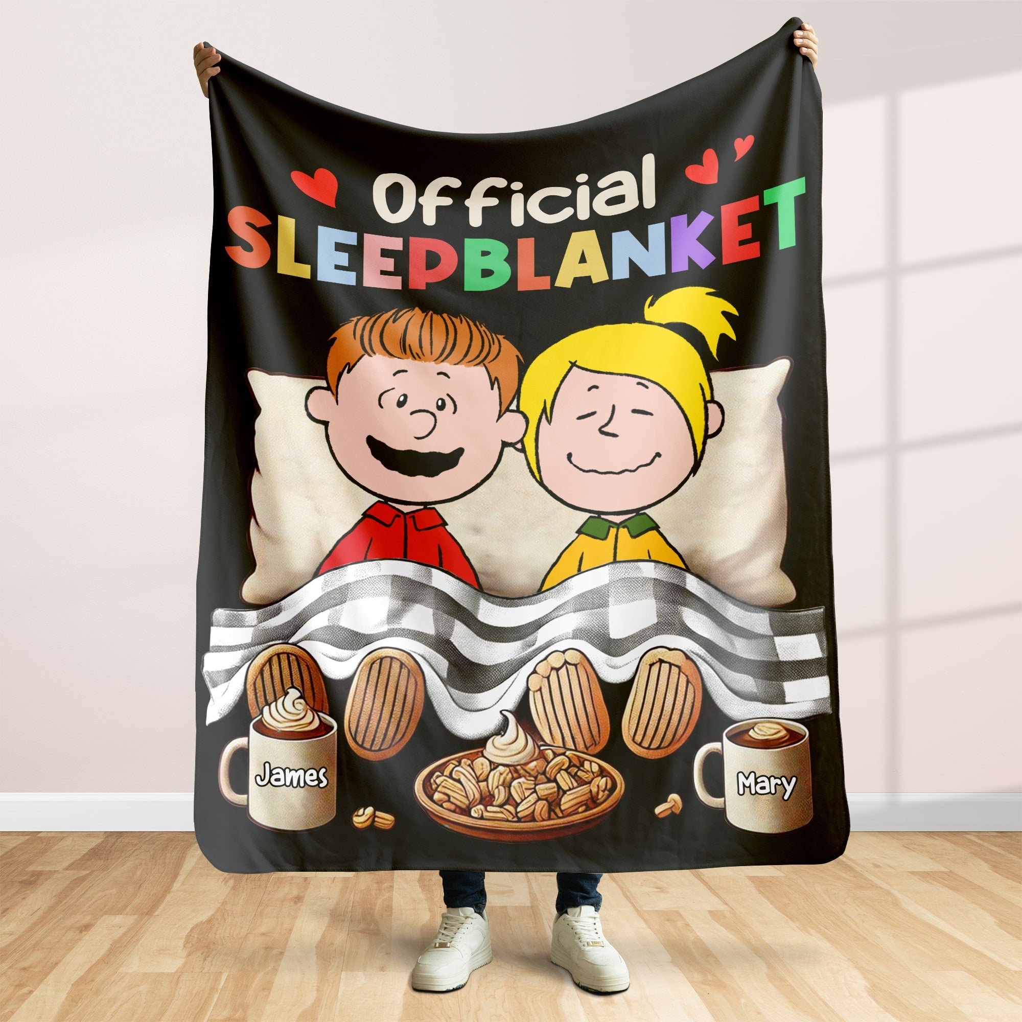 Personalized Sleep Blanket for Couples - Cozy Cartoon Design Blanket PopCulturePrints