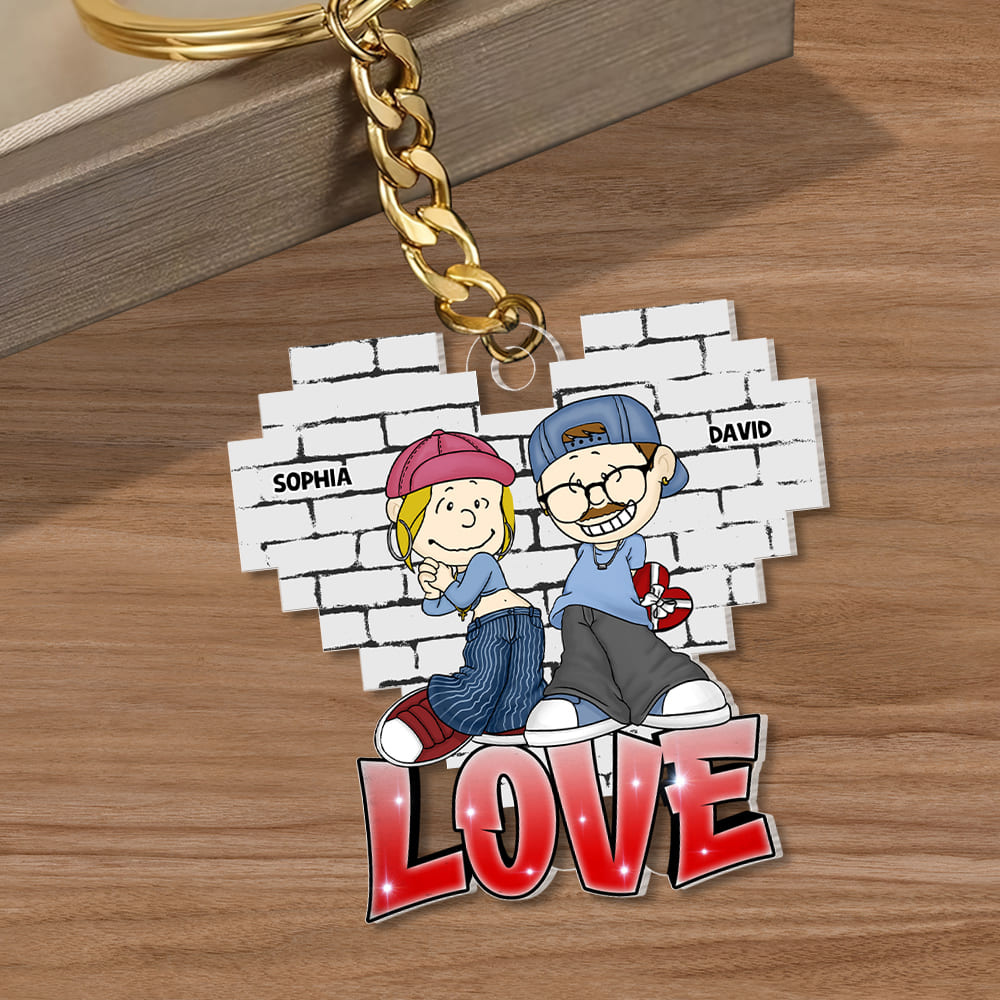 Personalized Couple Keychain - Custom Love Gift Keychains PopCulturePrints