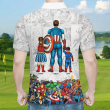 Load image into Gallery viewer, Personalized Super Dad 3D Polo Shirt - Custom Father&#39;s Day Gift Polo Shirts PopCulturePrints
