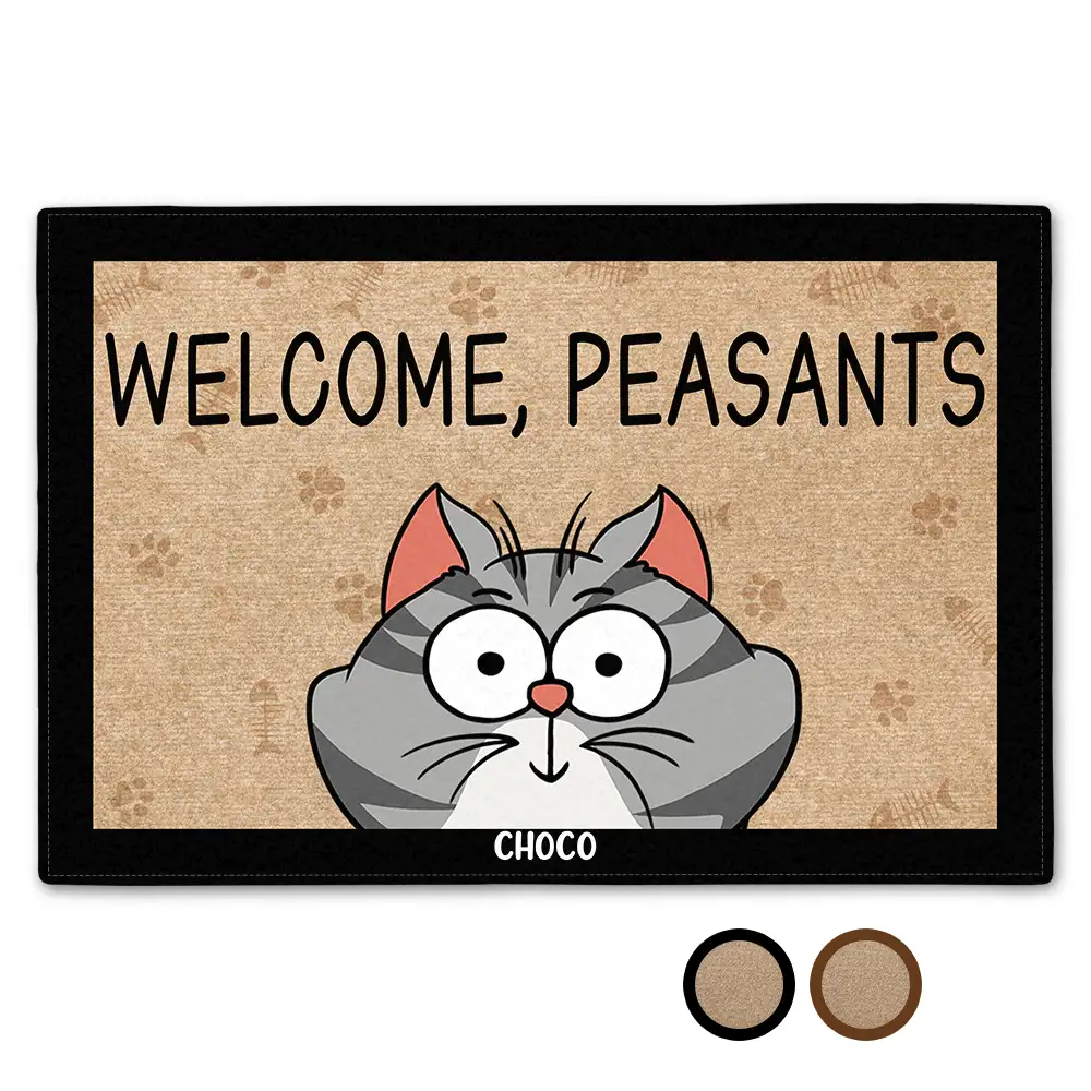 Welcome, Peasants! Funny Cats Personalized Doormat Doormat PopCulturePrints