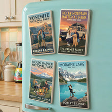 Load image into Gallery viewer, “Capture Your Adventures!” - Memorable Trips Retro Fridge Magnet - Personalized Gifts for Campers, Hikers, Trekkers, and Outdoor Enthusiasts Fridge Magnet PopCulturePrints
