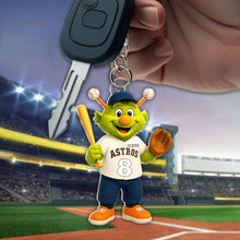 Load image into Gallery viewer, “Level Up Your Game!” Cute Mascot Baseball Acrylic Keychain - Personalized Gifts for Baseball Lovers Keychains PopCulturePrints
