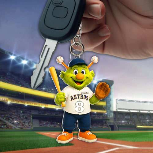 “Level Up Your Game!” Cute Mascot Baseball Acrylic Keychain - Personalized Gifts for Baseball Lovers Keychains PopCulturePrints