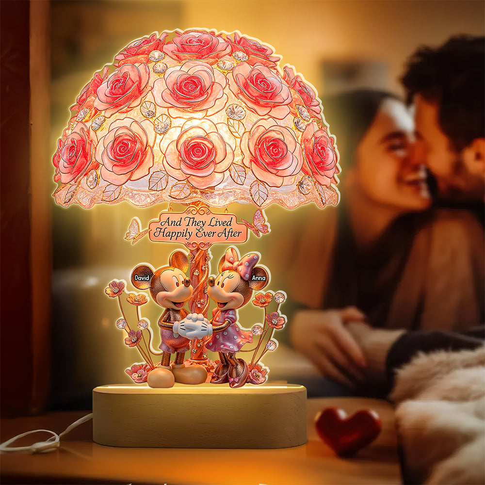 And They Lived Happily Ever After - Cartoon Couple LED Light | Personalized Gift for Couples Led Night Light PopCulturePrints