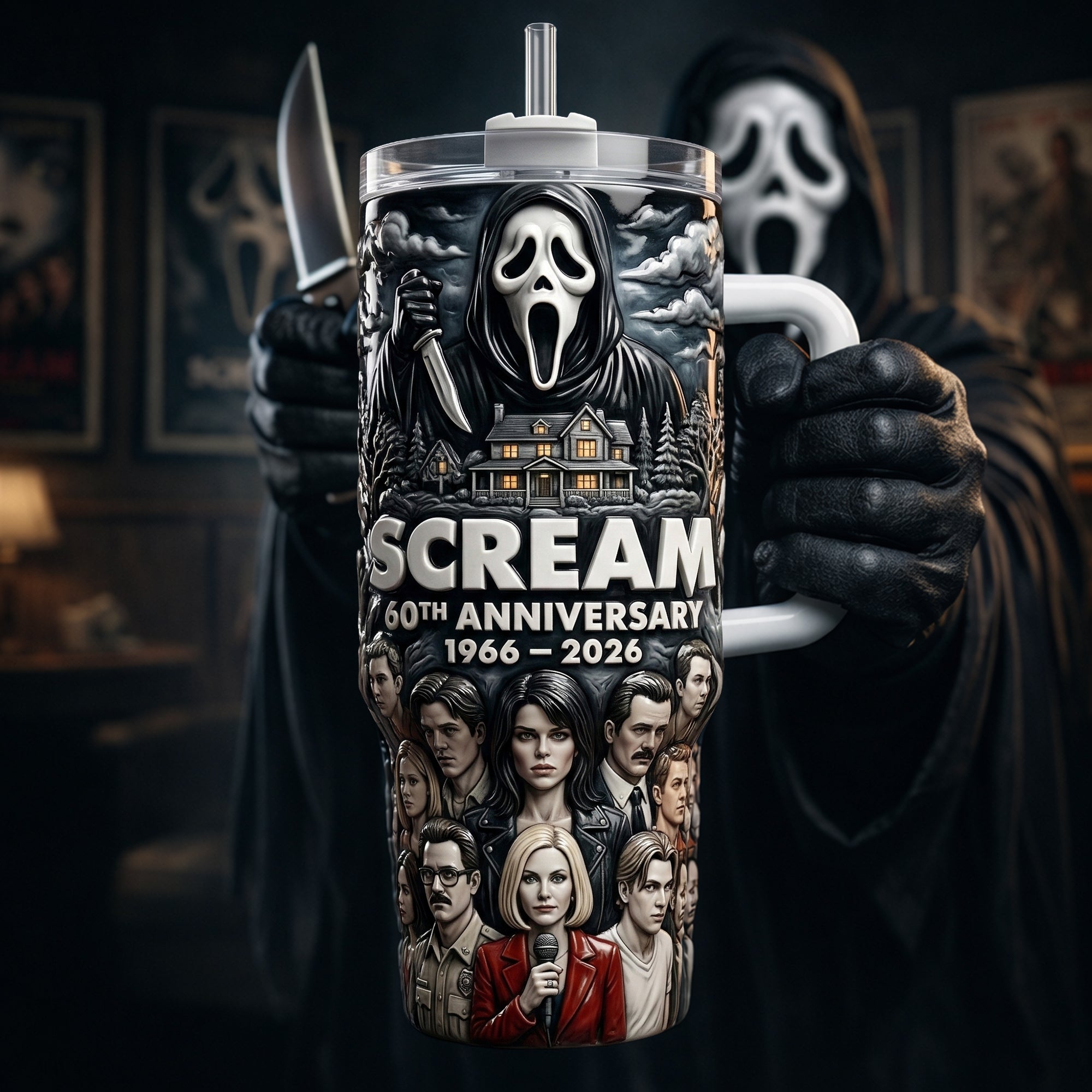 “Celebrate the Horror Legacy!” - 60th Anniversary 40oz Tumbler - Custom Gift for Horror Lovers, Fans, and Collectors Tumbler Cup PopCulturePrints