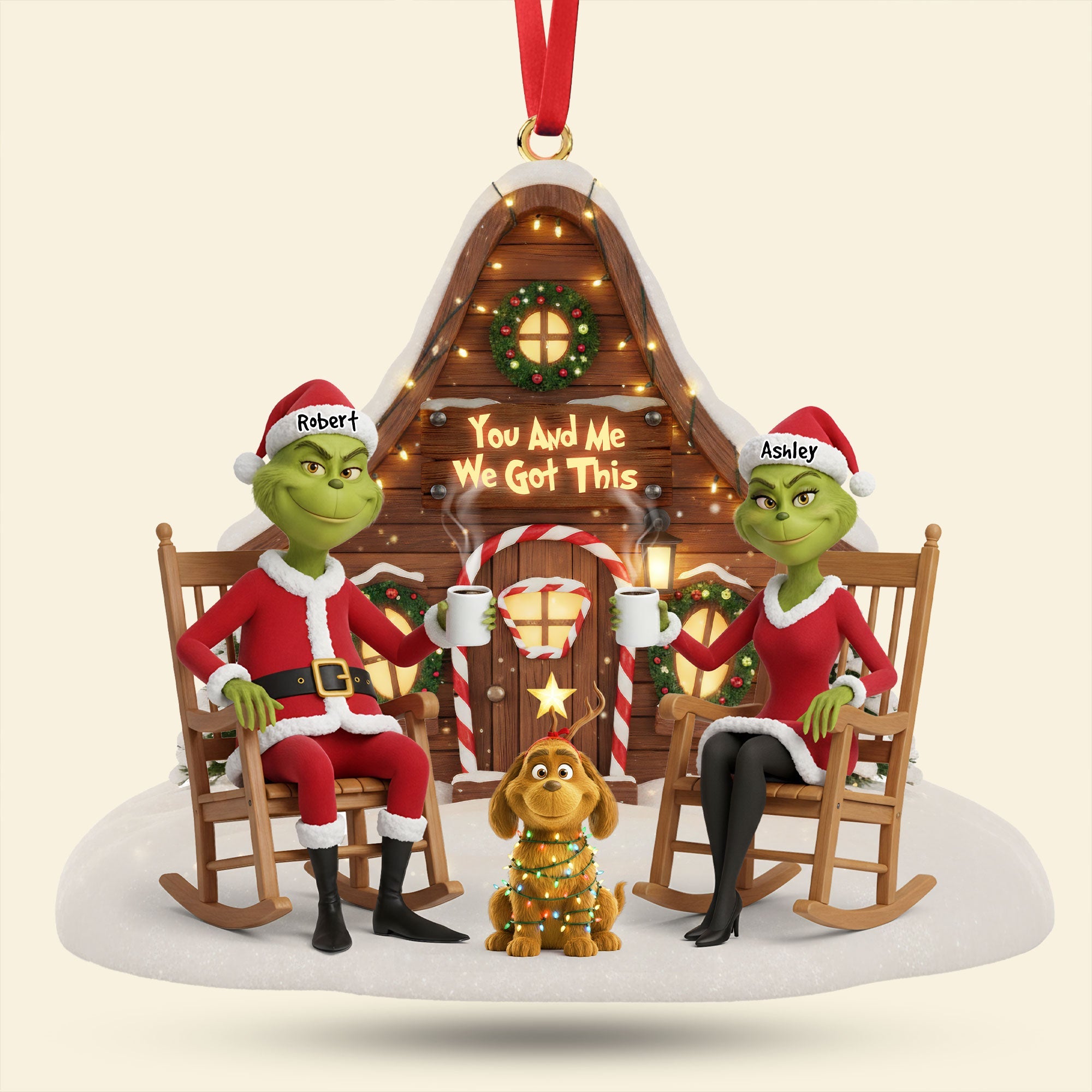 You And Me We Got This - Dog Lover Green Monster Couple Ornament - Personalized Christmas Gift for Couples Ornament PopCulturePrints