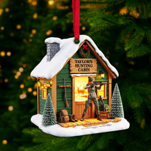 Load image into Gallery viewer, Hunting Cabin Christmas Ornament - Personalized Gift for Hunters Ornament PopCulturePrints
