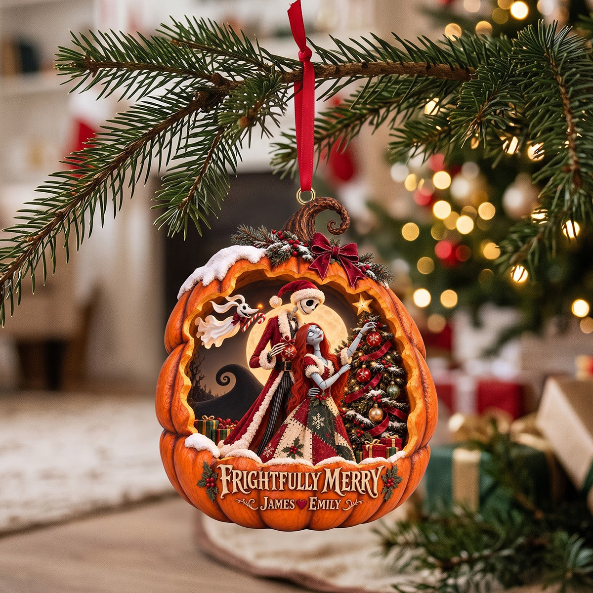 Spooky Couple Acrylic Ornament - Personalized Gifts For Couple 04hatn081026 Ornament PopCulturePrints