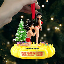 Load image into Gallery viewer, I Adore You – Cheeky Kiss Couple Ornament - Personalized Gift for Couples Ornament PopCulturePrints
