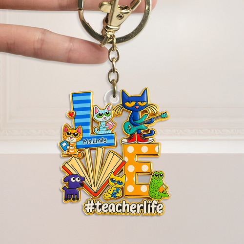 Love Teacher Keychain - Personalized Gift for Educators Keychains PopCulturePrints