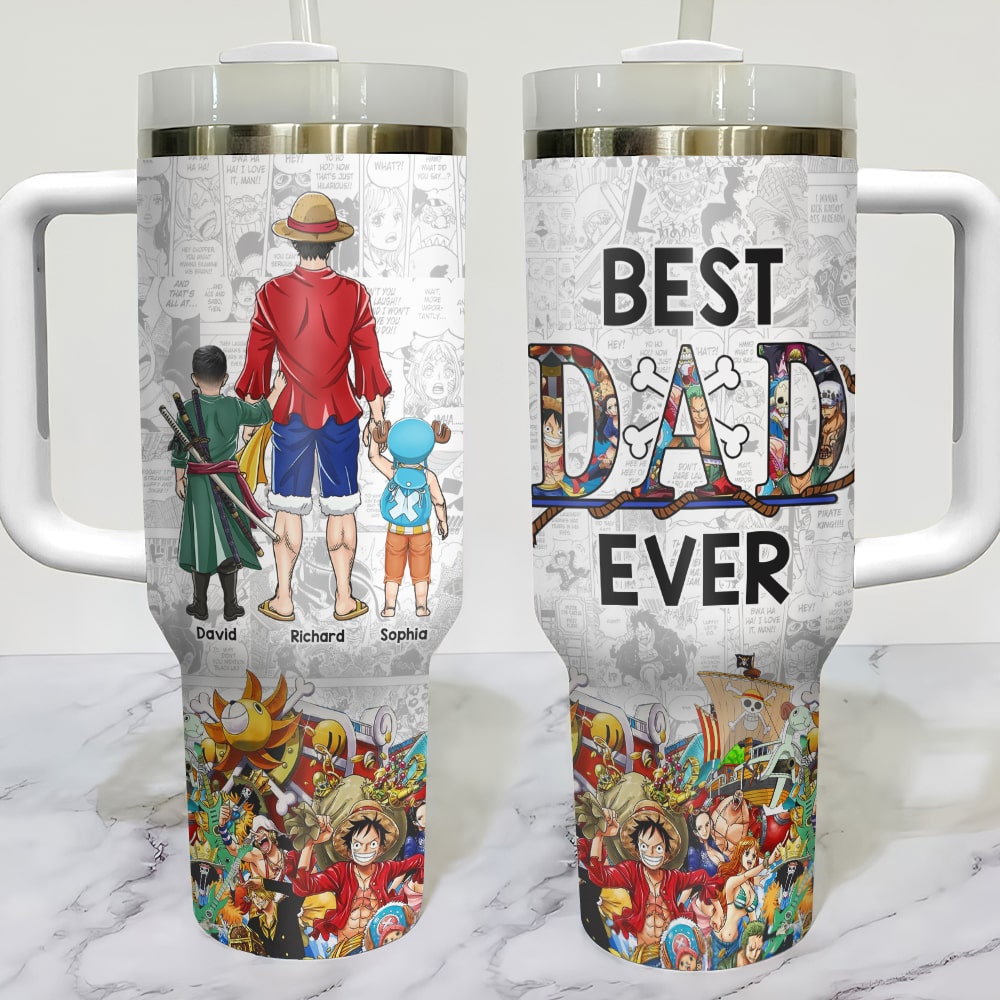 Custom Anime-Themed Tumbler - Best Dad Ever Tumbler Cup PopCulturePrints