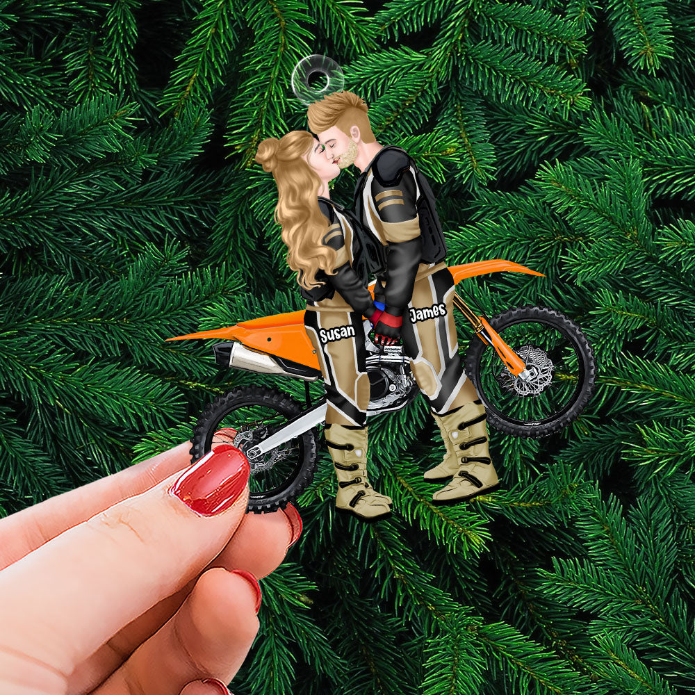 Personalized Motocross Couple Christmas Ornament