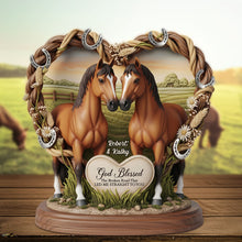 Load image into Gallery viewer, God Blessed - Custom Horse Couple Plaque - Personalized Gift for Couples Shaped Plaques PopCulturePrints
