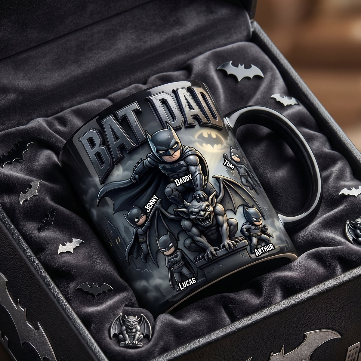 “Every Dad is a Superhero” - Bat Dad Coffee Mug - Personalized Gift for Dads, Grandpas & Fathers Coffee Mug PopCulturePrints