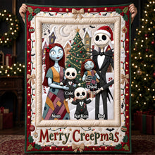 Load image into Gallery viewer, “Merry Creepmass” - Spooky Family Merry Xmas Blanket - Custom Personalized Christmas Gift for Family
