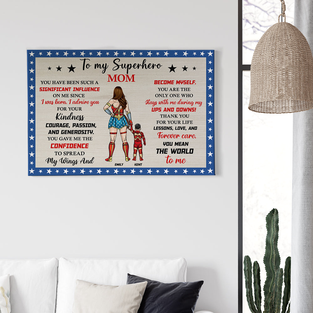 Personalized Superhero Mom Canvas Print - Heartfelt Mother's Day Gift Poster & Canvas PopCulturePrints