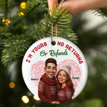Load image into Gallery viewer, Love Knows No Returns - Custom Caricature Ornament for Couples Ornament PopCulturePrints
