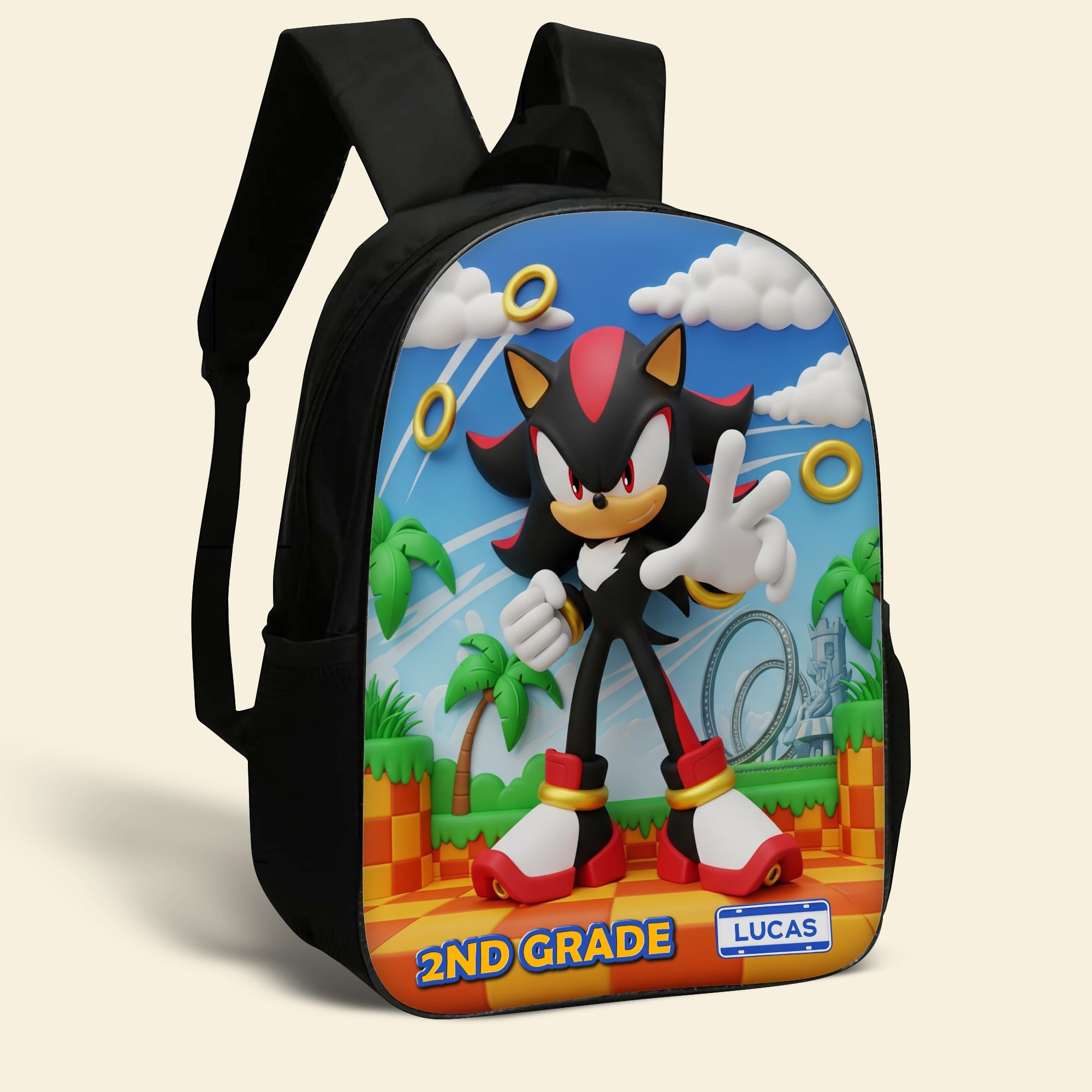 “Speed into Adventure!” Personalized Power Up Characters School Bag for Kids - Ideal Custom Gift for Birthdays and Back to School Backpack PopCulturePrints