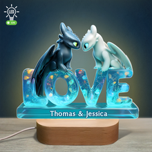 Load image into Gallery viewer, &quot;Love Blooms with Every Glance&quot; - Personalized Dragon Couple LED Light - Unique Gift for Couples and Lovers Led Night Light PopCulturePrints
