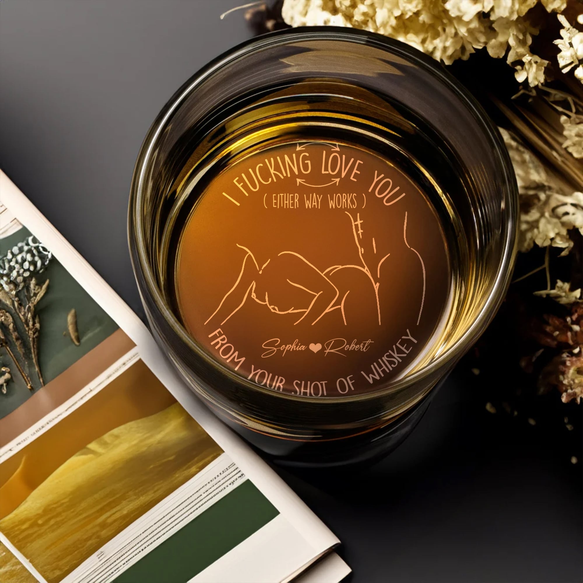 Personalized Love Whiskey Glass - Unique Romantic Valentine’s Day Gifts for Couples Whiskey Glass PopCulturePrints